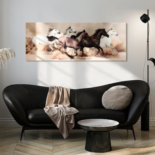 Empire Art Direct 63" x 24" Stampede Frameless Free Floating Printed Tempered Art Glass Wall Art